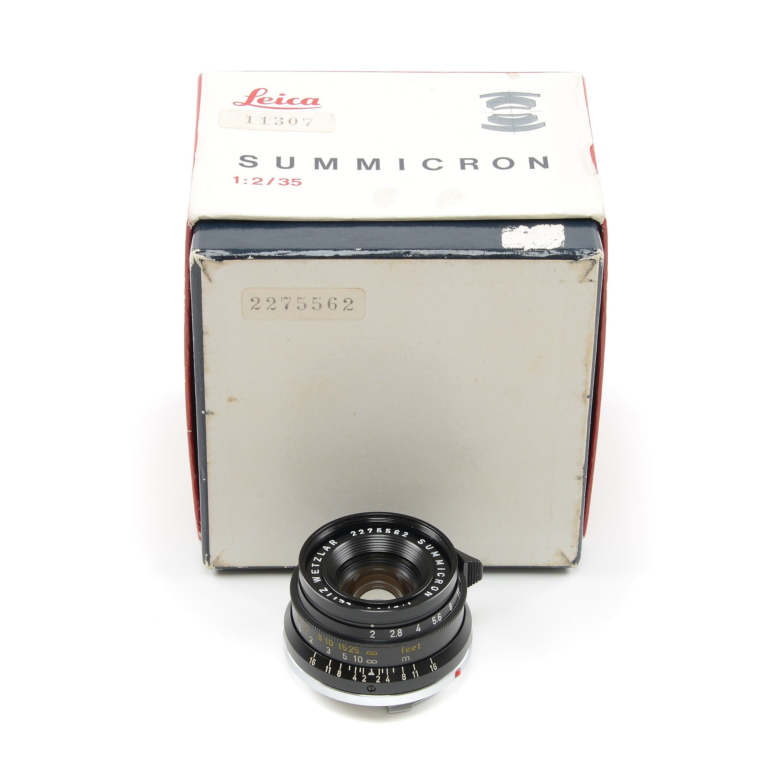 LEITZ 35MM F2 SUMMICRON 8 ELEMENT BLACK CHROME + BOX SAWOM / 11307 #4161
